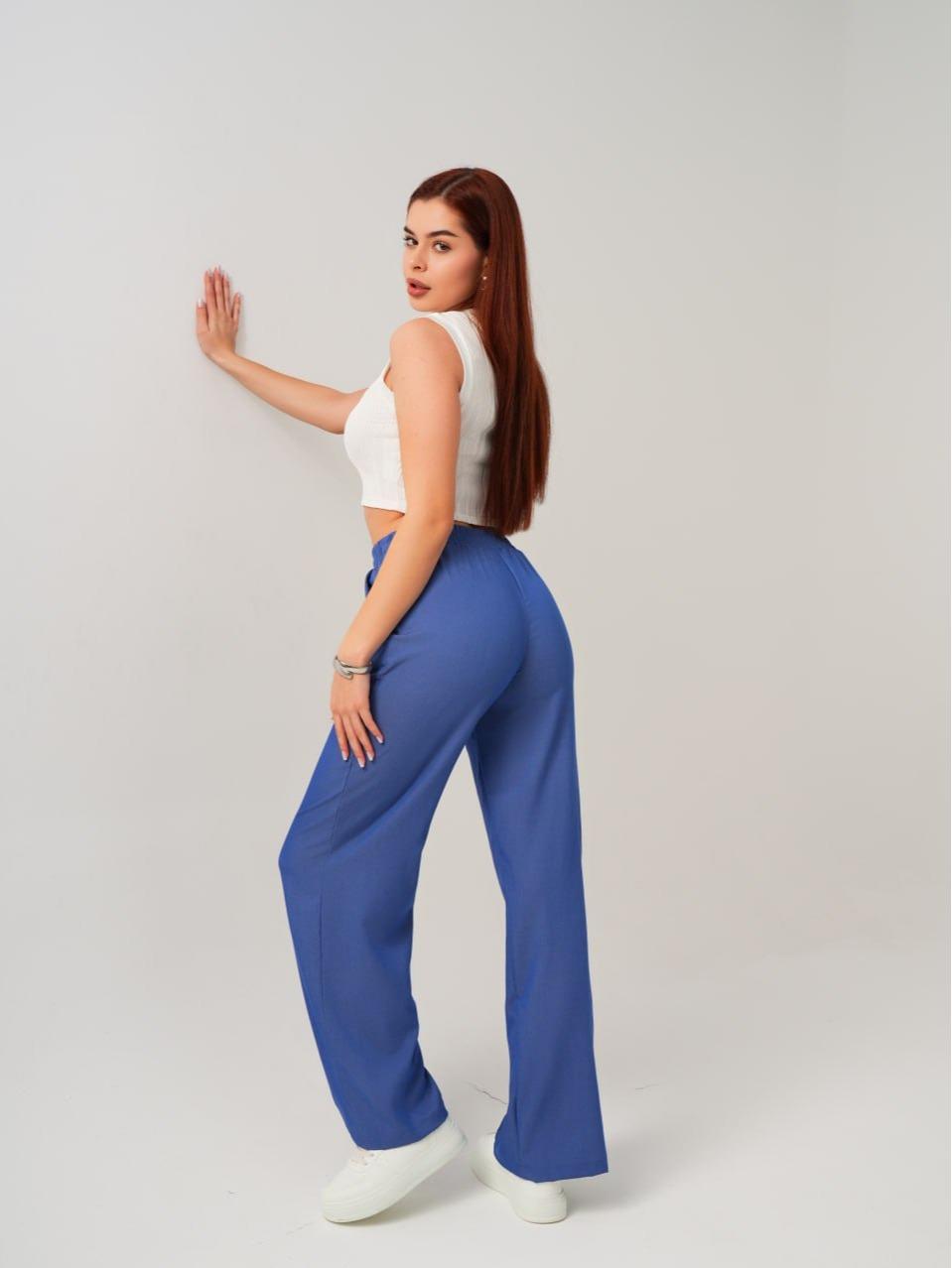 Women’s Lightweight Wide Leg Trousers – High-Waist Denim-Look Pants, Breathable Summer Fit, Korean Fashion Trending Style