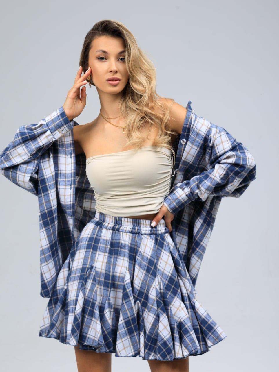 Women's  Plaid print Shirt  and  hight waisted Skirt casual loose drop shoulder longsleeve collared outwear for daily wear,  autumn fashion Women's warm jacket for women, Women's clothing, holiday tops, blouse top spring, comfort girls shirt