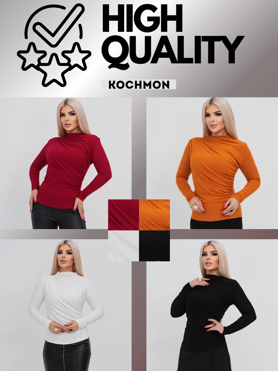 Slimming Ruched Long Sleeve Top for Women – Flattering High Neck, Stretchy Fit, Belly-Hiding Blouse, TikTok Trending Chic Style