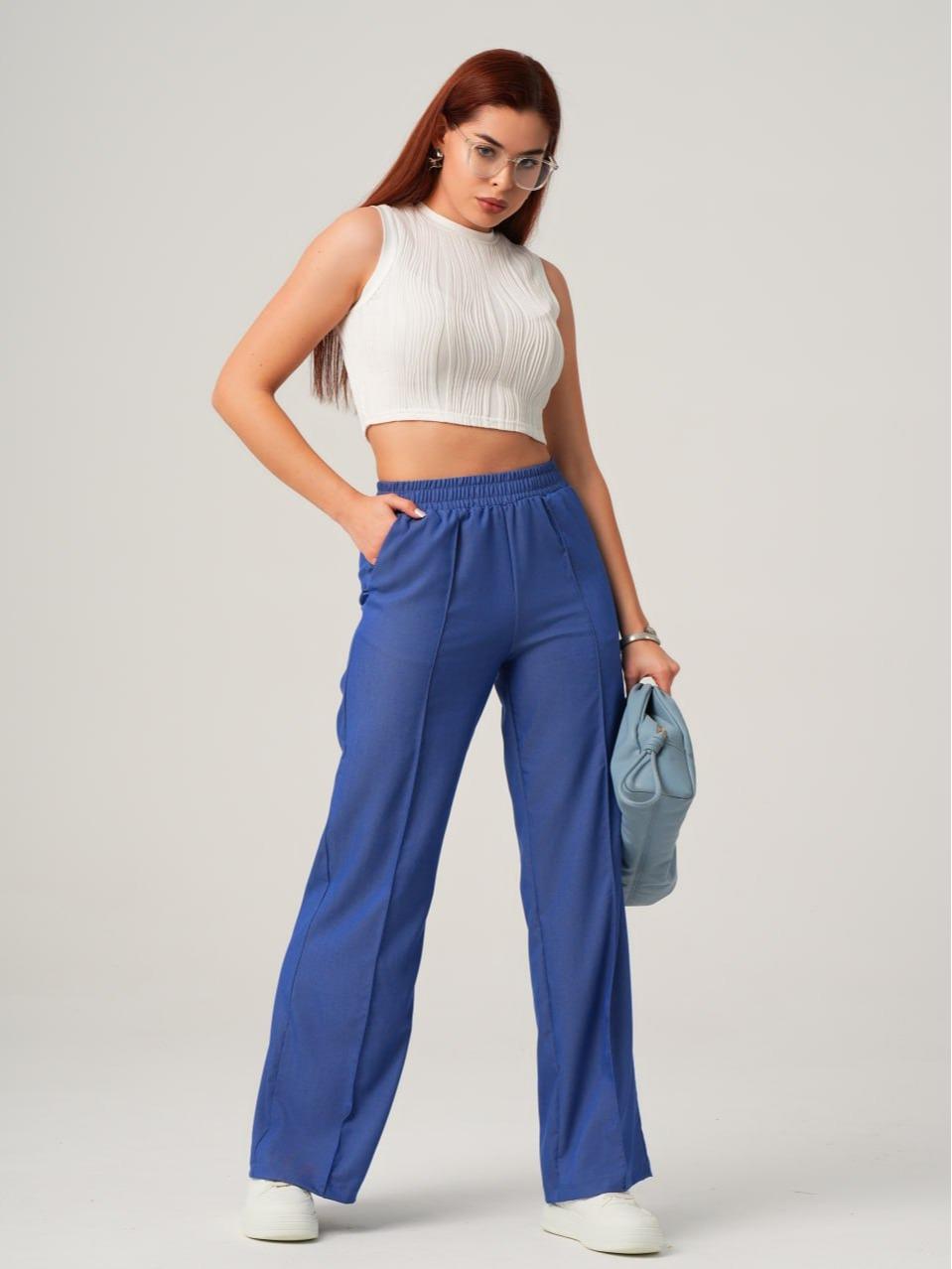Women’s Lightweight Wide Leg Trousers – High-Waist Denim-Look Pants, Breathable Summer Fit, Korean Fashion Trending Style