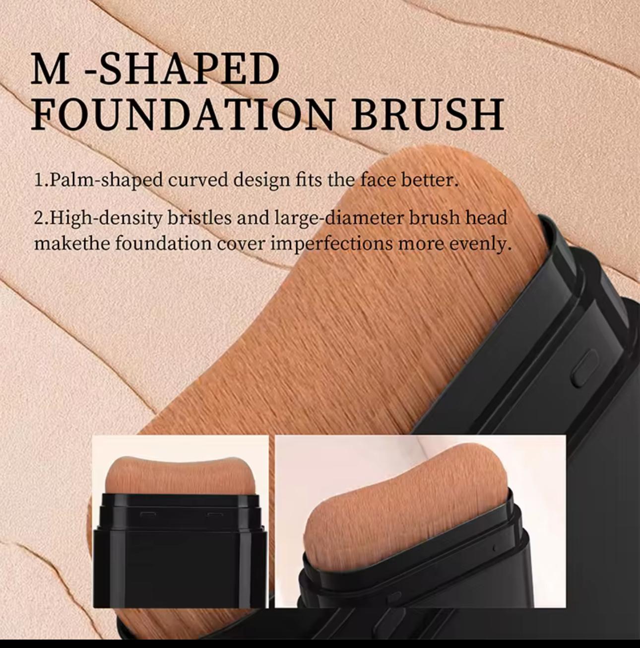 Matte Foundation Stick with SPF15 & Built-In Brush – Color-Changing Cushion Makeup,Tinted Moisturizing Cream for Flawless Light Coverage