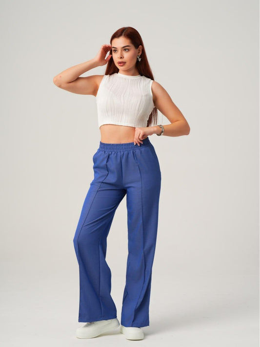 Women’s Lightweight Wide Leg Trousers – High-Waist Denim-Look Pants, Breathable Summer Fit, Korean Fashion Trending Style